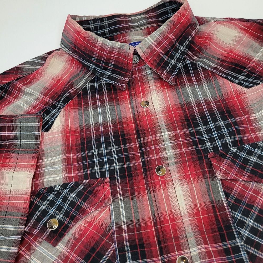Pendleton Red Black Plaid Casual Button-Down Shirt - image 1